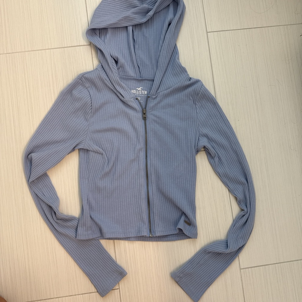 Hollister Blue Crop Fitted Hoodie